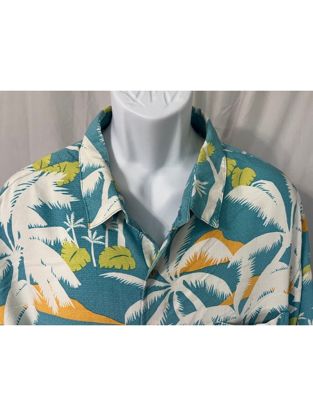 Kahala Men's Blue Gray White Rayon Polyester Hawaiian Shirt 3XL XXXL